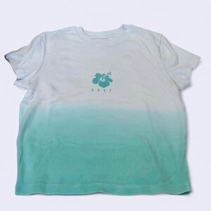Roxy Baby Tee - White and Teal - Size Medium
